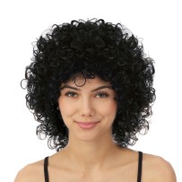 Perruque mi-longue frisée noire - 23980 - Perruques