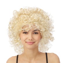 Perruque mi-longue frisée blonde - 23982 - Perruques
