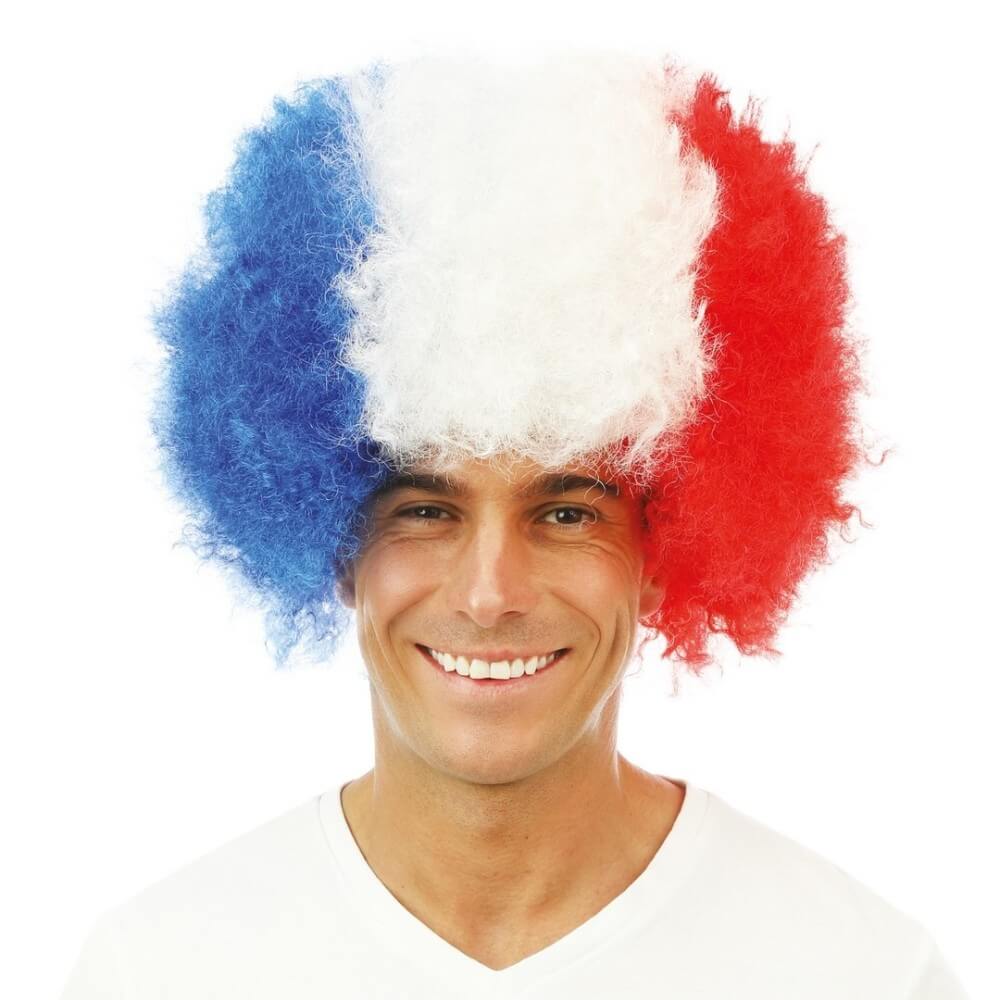 Perruque afro bleu blanc rouge - 23988 - Perruques