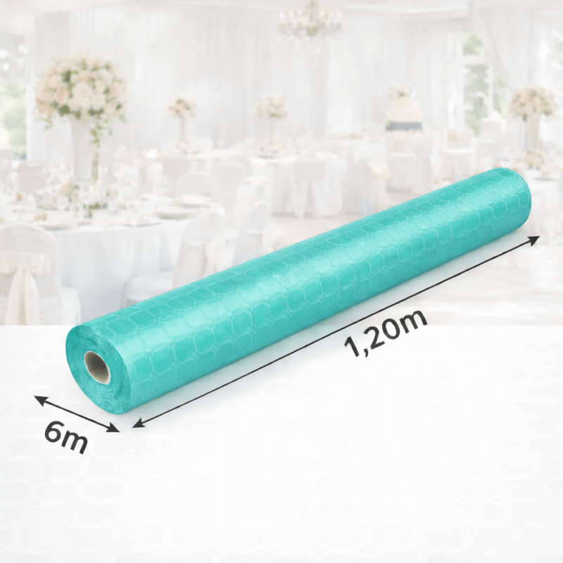 Nappe Papier Damassé Aqua 6 x 1,20 m - 147111 - Nappes damassées