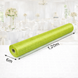 Nappe Papier Damassé Pistache 6 x 1,20 m - 147039 - Nappes damassées