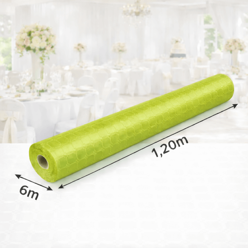 Nappe Papier Damassé Pistache 6 x 1,20 m - 147039 - Nappes damassées