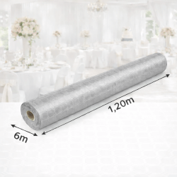 Nappe Papier Damassé Acier 6 x 1,20 m - 147077 - Nappes damassées