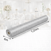 Nappe Papier Damassé Acier 6 x 1,20 m - 147077 - Nappes damassées