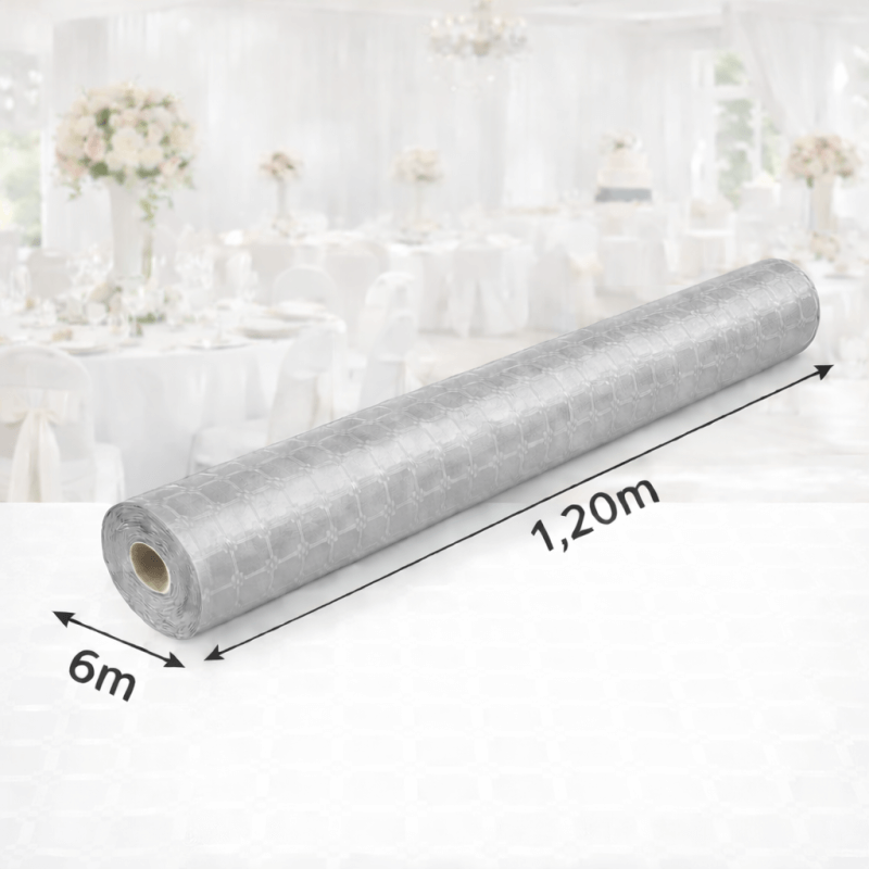 Nappe Papier Damassé Acier 6 x 1,20 m - 147077 - Nappes damassées