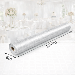 Nappe Papier Damassé Argent 6 x 1,20 m - 160702 - Nappes damassées