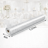 Nappe Papier Damassé Argent 6 x 1,20 m - 160702 - Nappes damassées