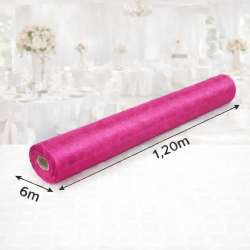 Nappe Papier Damassé Fuchsia 6 x 1,20 m - 147038 - Nappes damassées