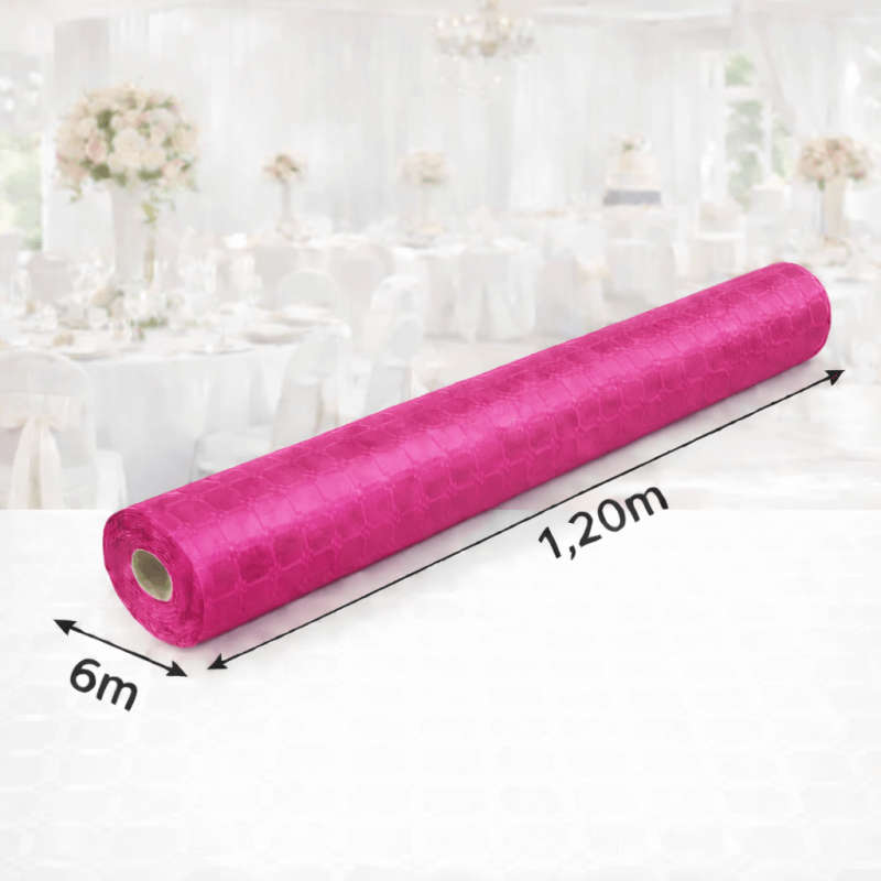 Nappe Papier Damassé Fuchsia 6 x 1,20 m - 147038 - Nappes damassées