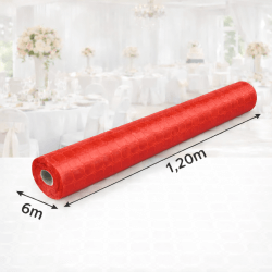 Nappe Papier Damassé Rouge 6 x 1,20 m - 147028 - Nappes damassées