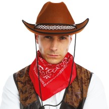 Chapeau feutre cowboy marron adulte - 11135 - Chapeaux