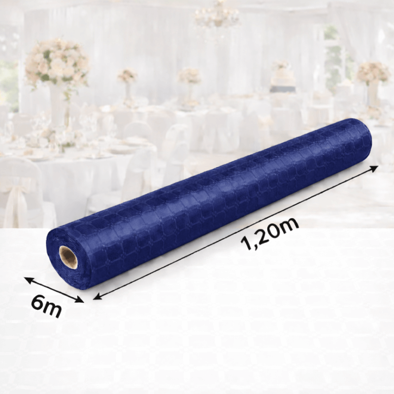 Nappe Papier Damassé Bleu Marine 6 x 1,20 m - 147026 - Nappes damassées