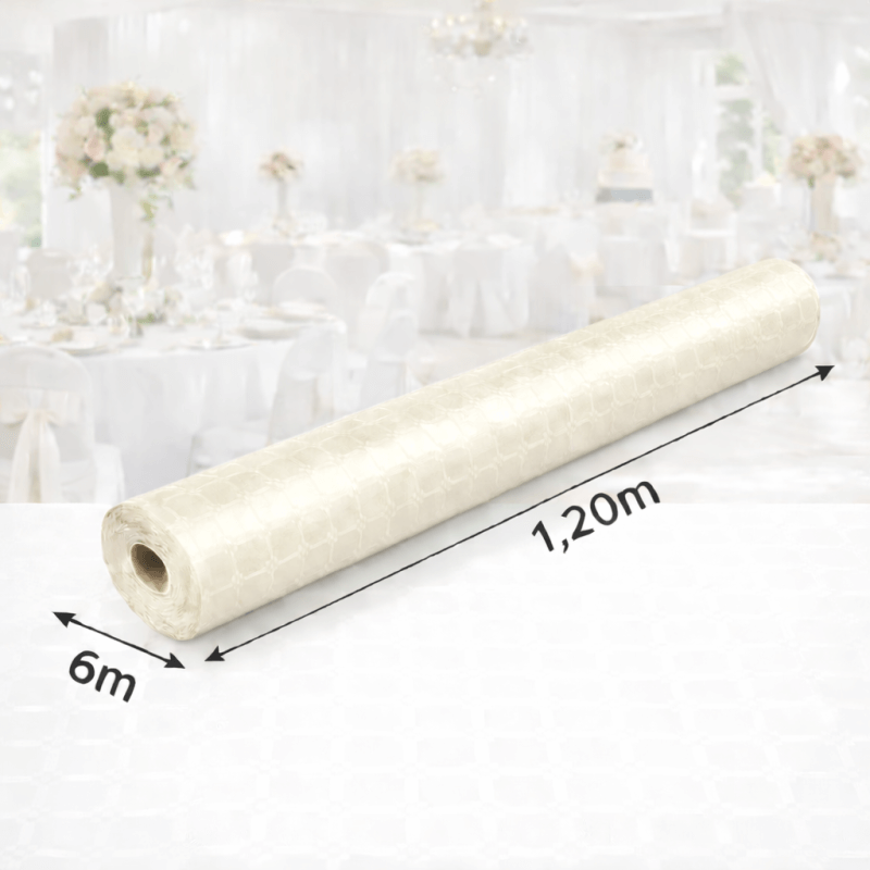 Nappe Papier Damassé Ivoire 6 x 1,20 m - 147031 - Nappes damassées