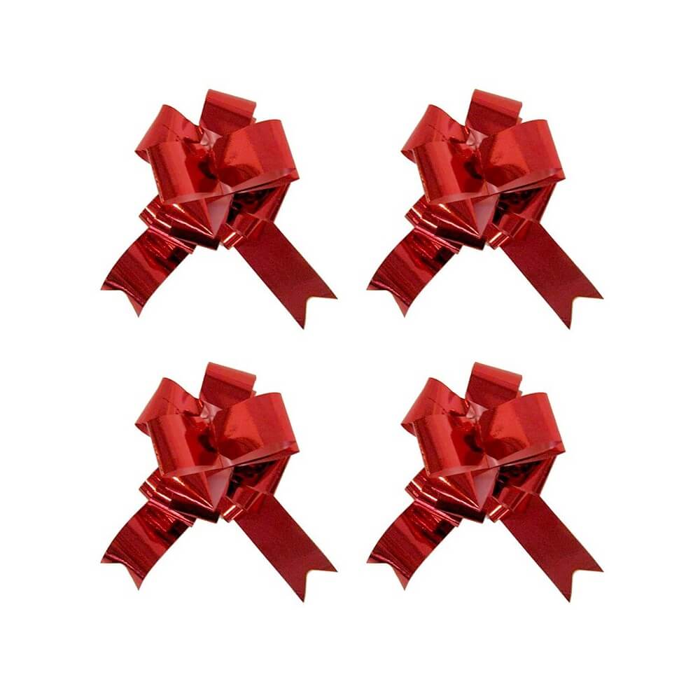 Ballon 4 Nœuds à Tirer 18 cm Rouge Métallisé - 36701RM - Nœuds