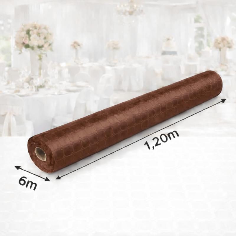 Nappe Papier Damassé Chocolat 6 x 1,20 m - 147072 - Nappes damassées