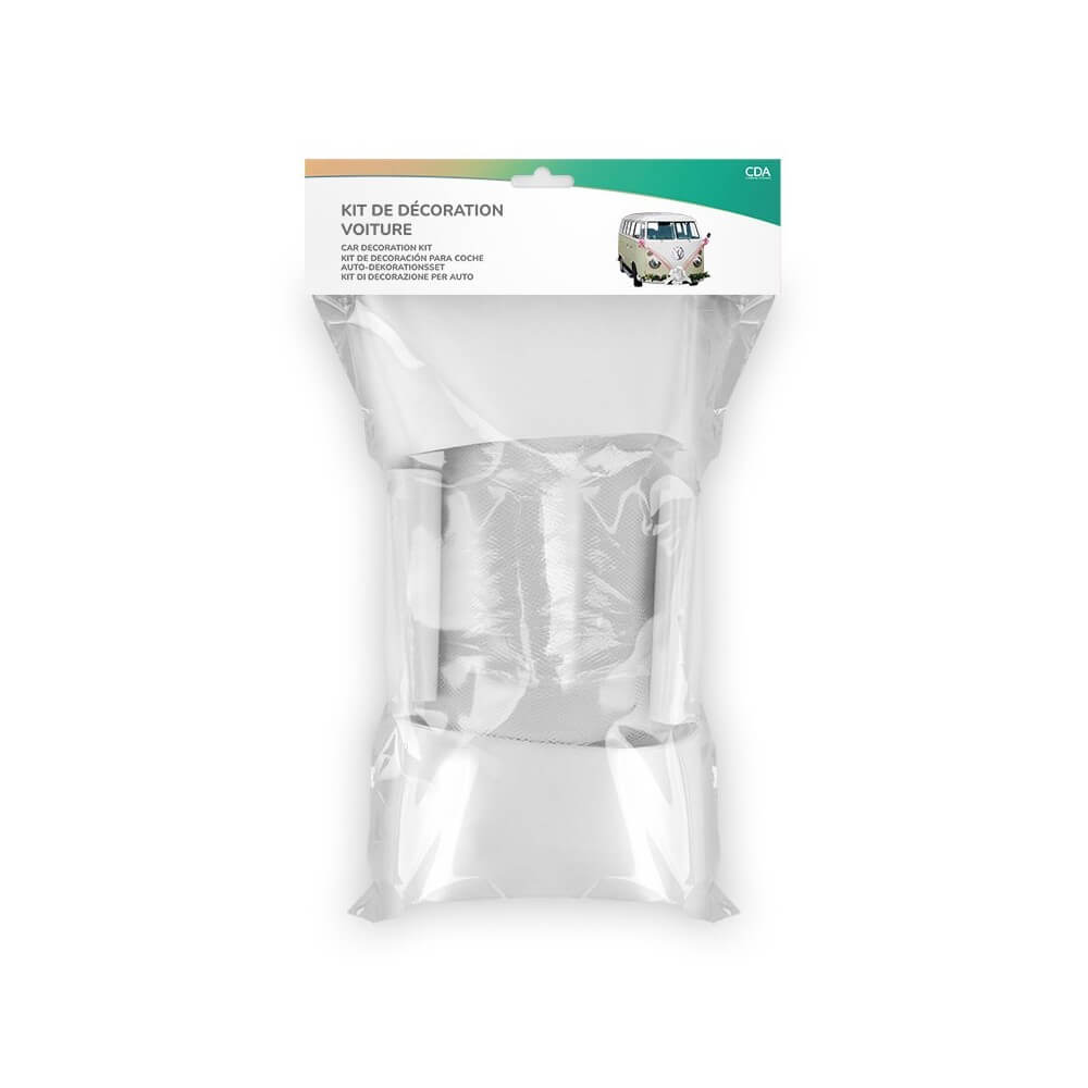 Kit Décoration Voiture Mariage Blanc – Tulle + Nœuds - 36699BL - Kit Décoration Voiture