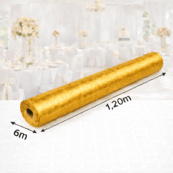 Nappe Papier Damassé Or 6 x 1,20 m - 584040 - Nappes damassées