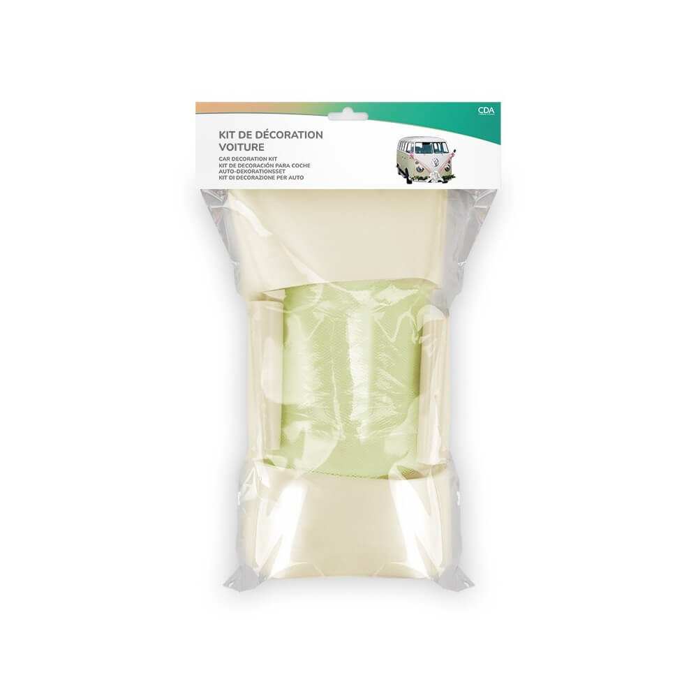 Kit Décoration Voiture Mariage Ivoire – Tulle + Nœuds - 36699CR - Kit Décoration Voiture