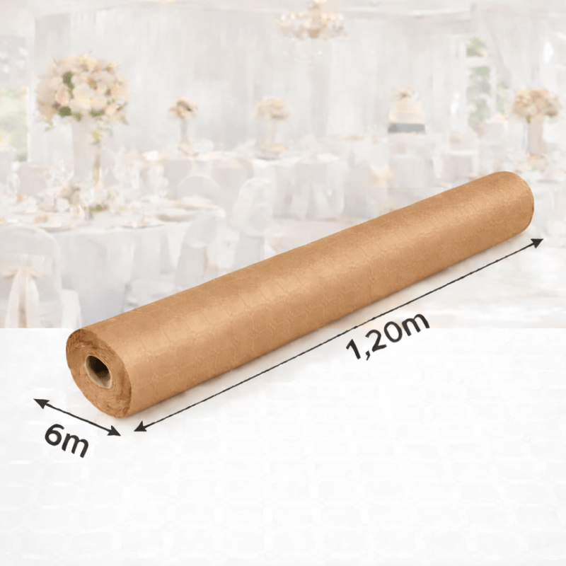 Nappe Papier Damassé Kraft 6 x 1,20 m - 147113 - Nappes damassées