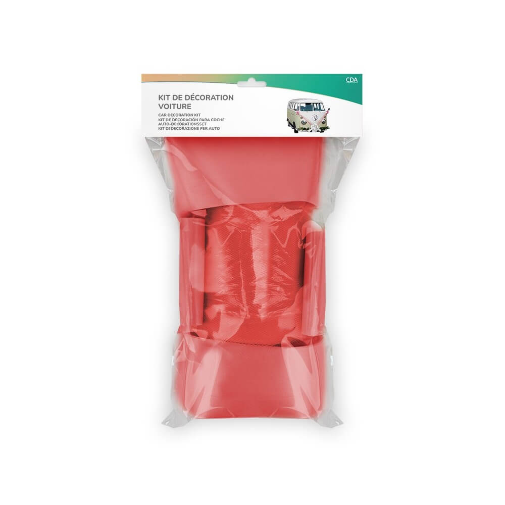 Kit Décoration Voiture Mariage Rouge – Tulle + Nœuds - 36699RG - Kit Décoration Voiture