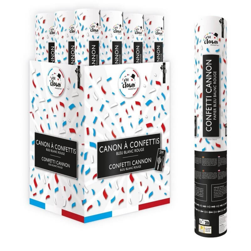 Canon à Confettis Papier 40 cm Bleu Blanc Rouge - 28940 - Canons à confettis