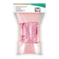 Kit Décoration Voiture Mariage Rose – Tulle + Nœuds - 36699RO - Kit Décoration Voiture