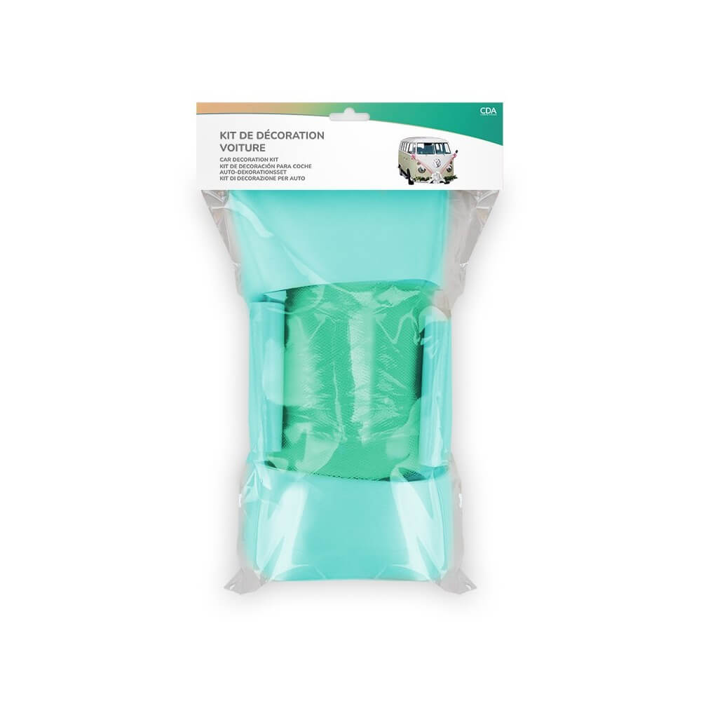 Kit Décoration Voiture Mariage Turquoise – Tulle + Nœuds - 36699TU - Kit Décoration Voiture