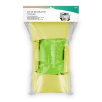 Kit Décoration Voiture Mariage Vert Pomme Jaune – Tulle + Nœuds - 36699VO - Kit Décoration Voiture