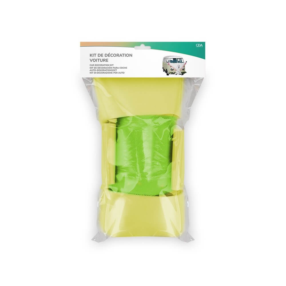 Kit Décoration Voiture Mariage Vert Pomme Jaune – Tulle + Nœuds - 36699VO - Kit Décoration Voiture