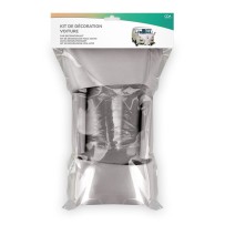 Kit Décoration Voiture Mariage Argent – Tulle + Nœuds - 36699SI - Kit Décoration Voiture