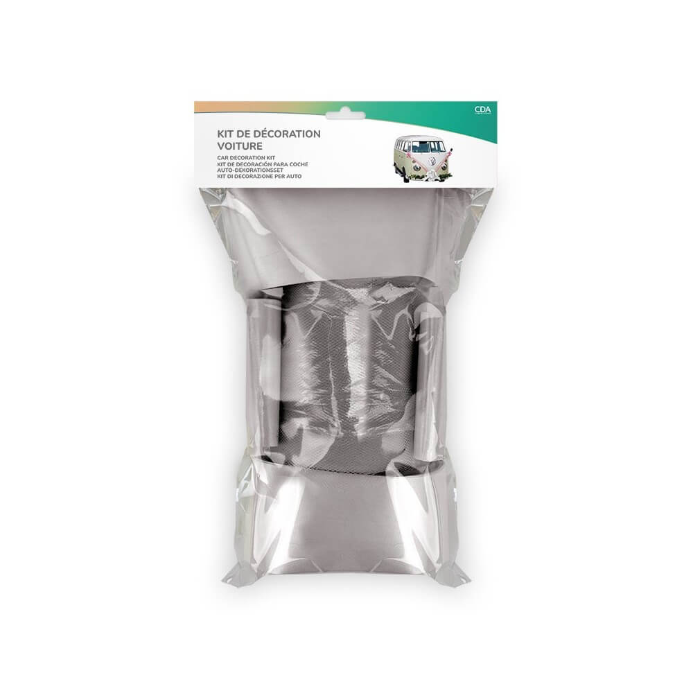 Kit Décoration Voiture Mariage Argent – Tulle + Nœuds - 36699SI - Kit Décoration Voiture