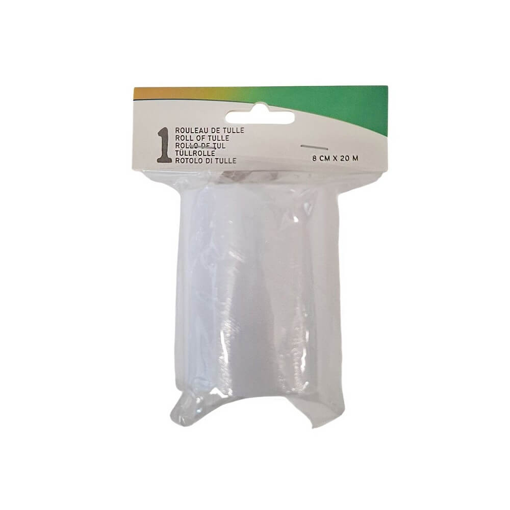 Rouleau de Tulle Blanc 8 cm x 20 m - 36600BLZ - Tulle