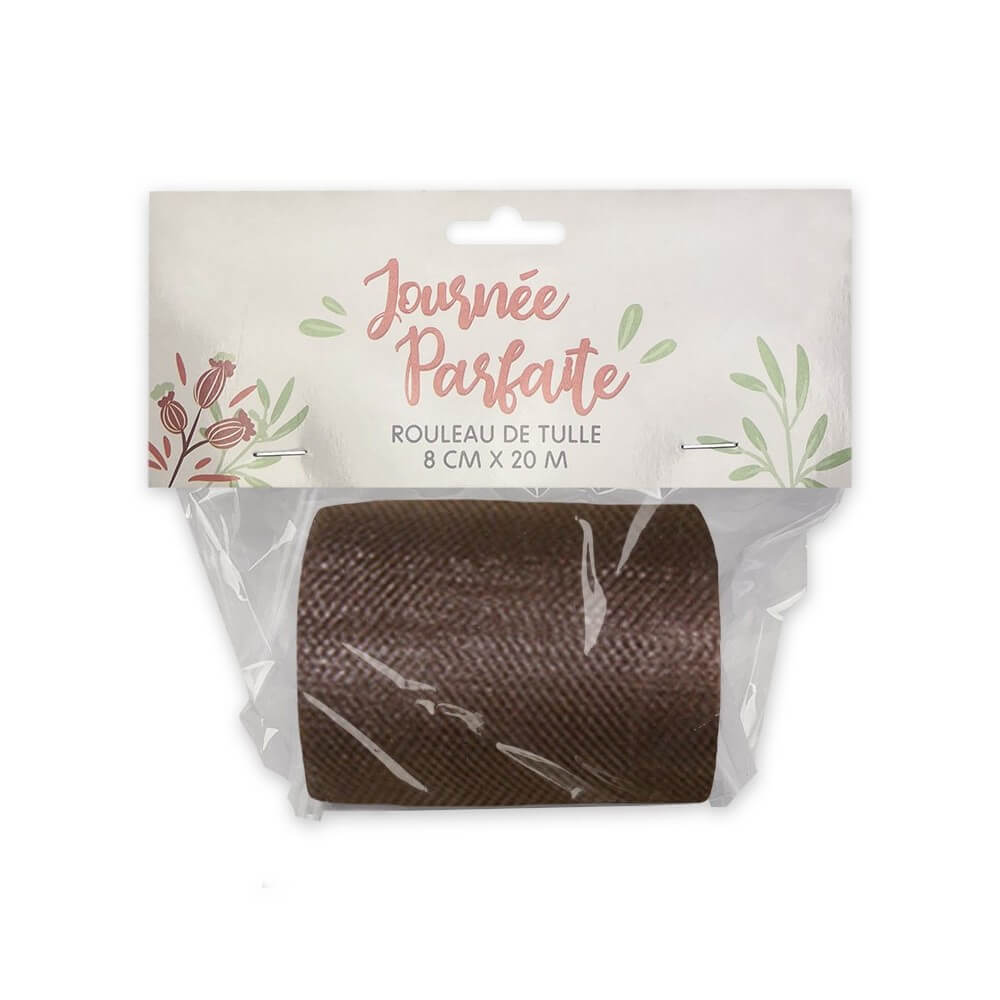 Rouleau de Tulle Chocolat 8 cm x 20 m - 36600CHZ - Tulle
