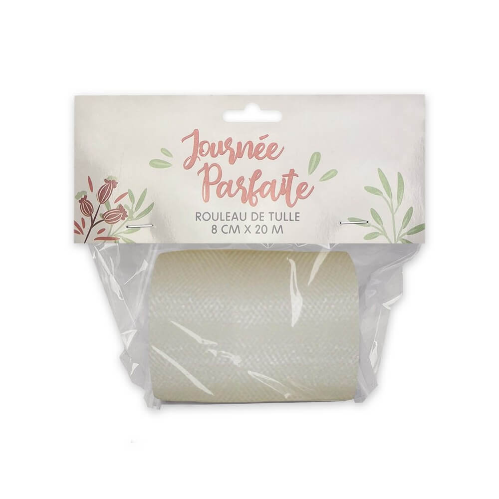 Rouleau de Tulle Ivoire 8 cm x 20 m - 36600CRZ - Tulle