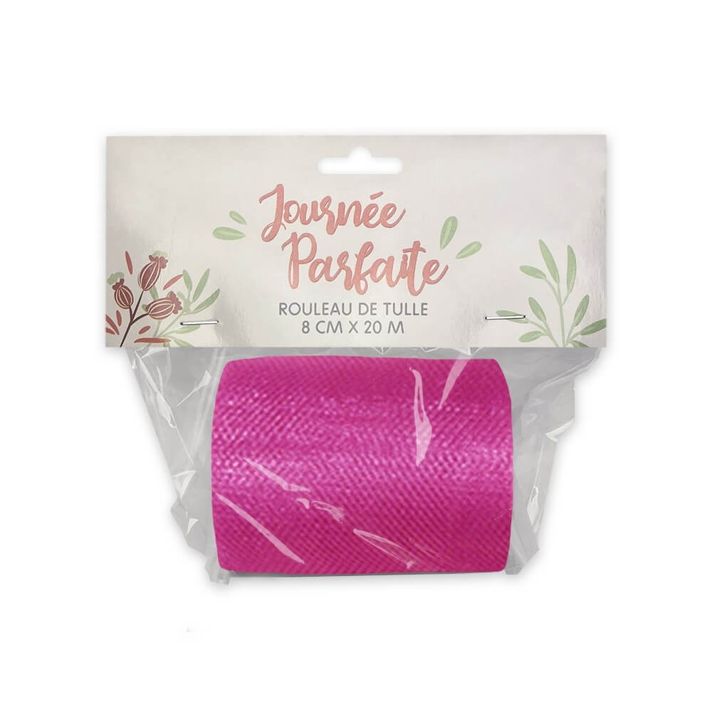 Rouleau de Tulle Fuchsia 8 cm x 20 m - 36600FUZ - Tulle