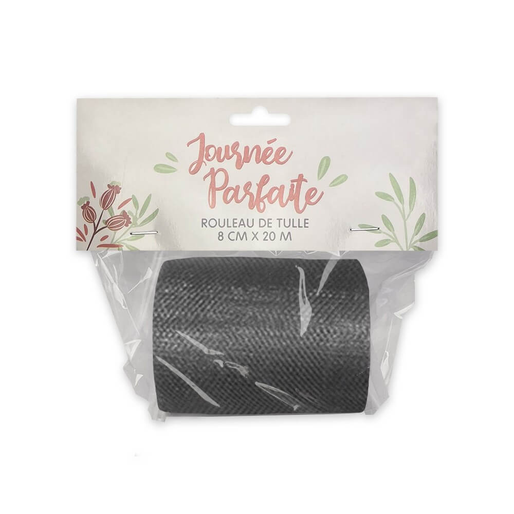 Rouleau de Tulle Gris 8 cm x 20 m - 36600GRZ - Tulle