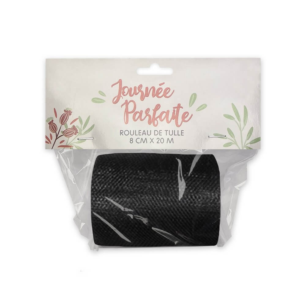 Rouleau de Tulle Noir 8 cm x 20 m - 36600NOZ - Tulle