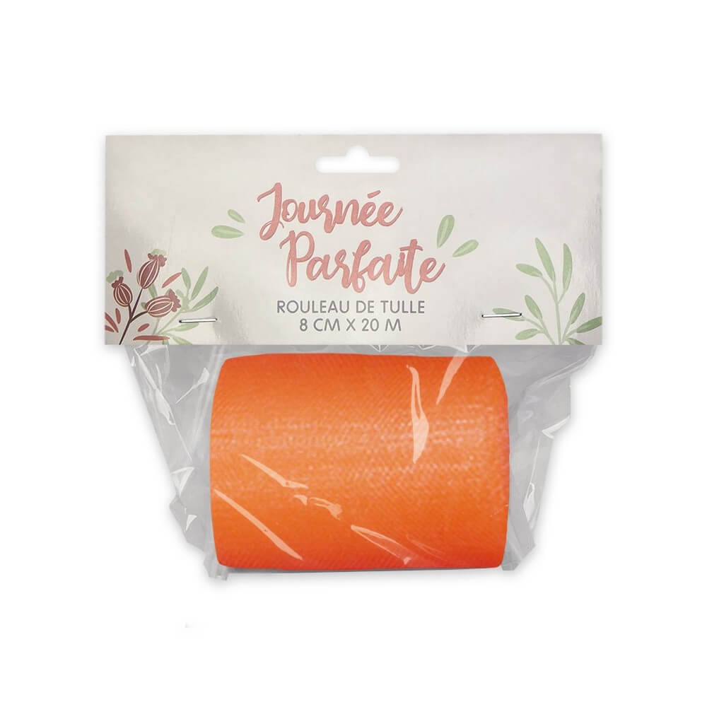 Rouleau de Tulle Orange 8 cm x 20 m - 36600ORZ - Tulle