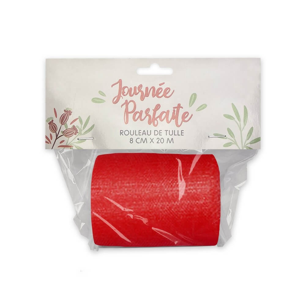 Rouleau de Tulle Rouge 8 cm x 20 m - 36600RGZ - Tulle