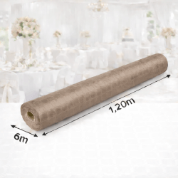 Nappe Papier Damassé Taupe 6 x 1,20 m - 147032 - Nappes damassées