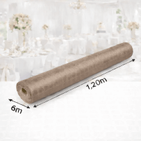 Nappe Papier Damassé Taupe 6 x 1,20 m - 147032 - Nappes damassées