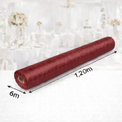 Nappe Papier Damassé Bordeaux 6 x 1,20 m - 147036 - Nappes damassées