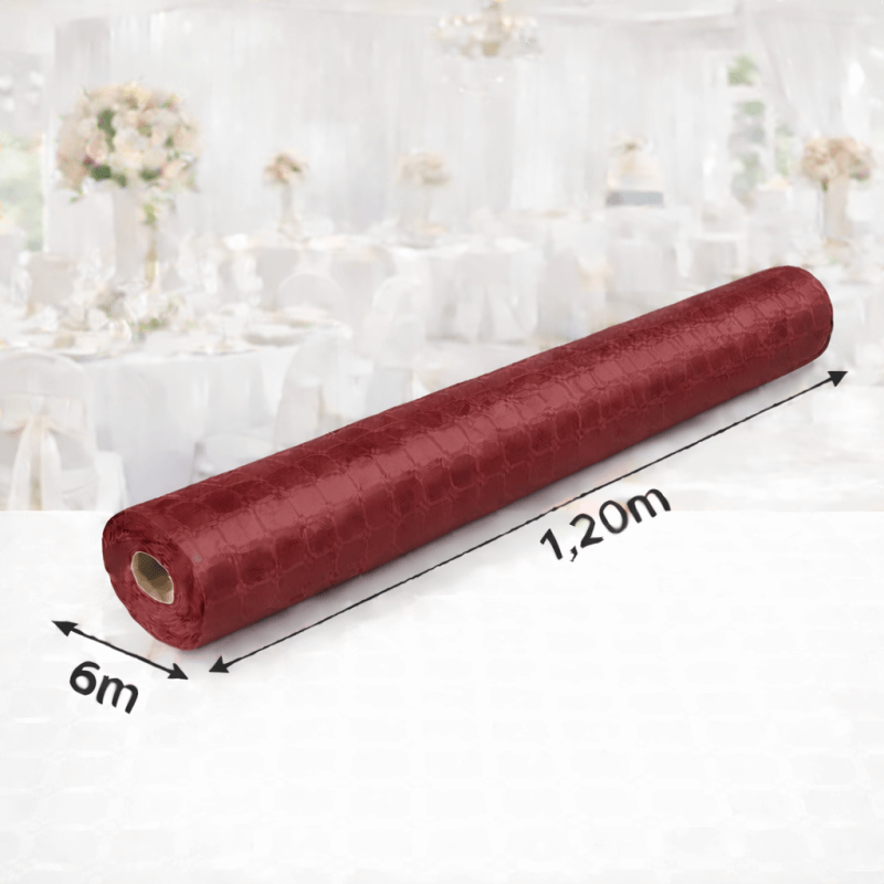 Nappe Papier Damassé Bordeaux 6 x 1,20 m - 147036 - Nappes damassées