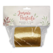 Rouleau de Tulle Or Glitter 8 cm x 20 m - 36600GO - Tulle
