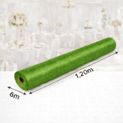 Nappe Papier Damassé Vert Sapin 6 x 1,20 m - 147029 - Nappes damassées
