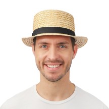 Chapeau de paille canotier adulte luxe - 19080 - Chapeaux