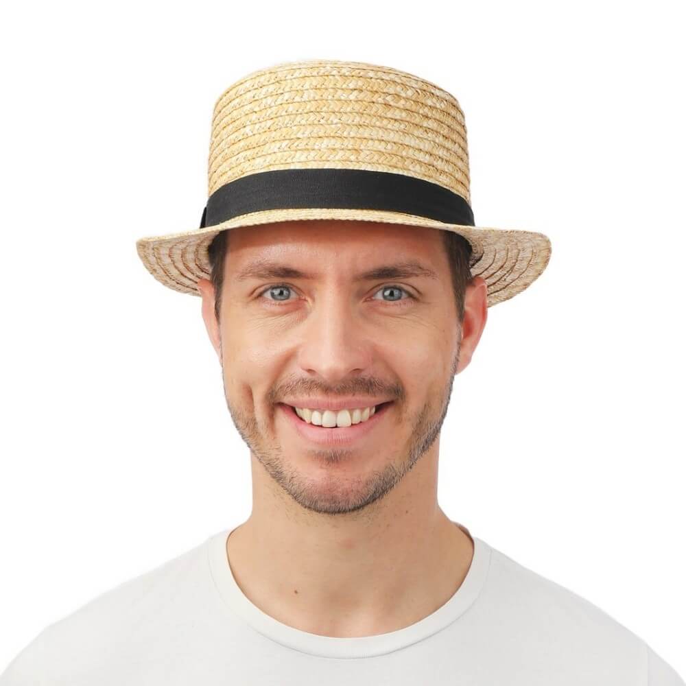 Chapeau de paille canotier adulte luxe - 19080 - Chapeaux