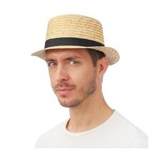 Chapeau de paille canotier adulte luxe - 19080 - Chapeaux