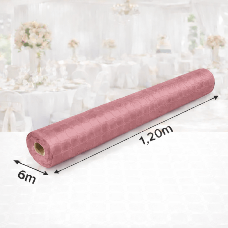 Nappe Papier Damassé Vieux Rose 6 x 1,20 m - 147107 - Nappes damassées