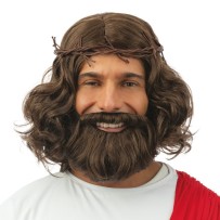 Perruque et barbe de Jésus avec couronne brune - 24128 - Perruques